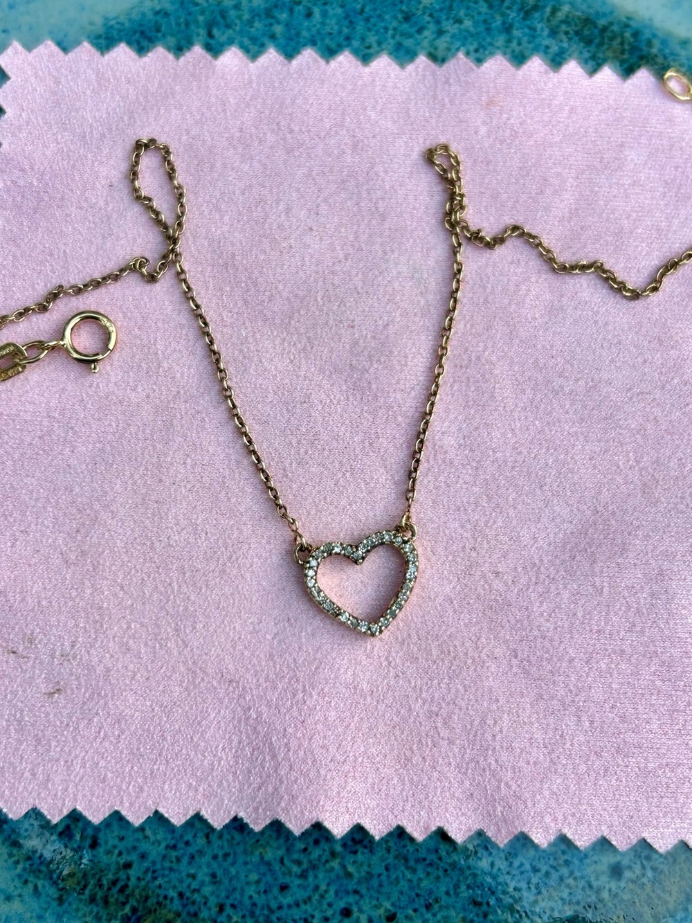 Pave Diamond Heart Pendant Necklace, Vermeil Sterling Silver